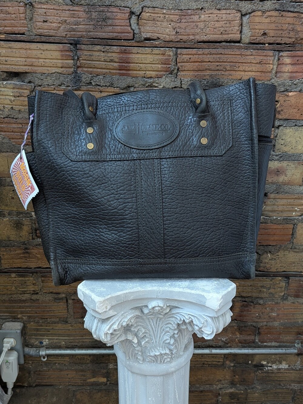 Black Leather Tote Bag - Classic Men's Leather Carryall - Picture 1 of 3